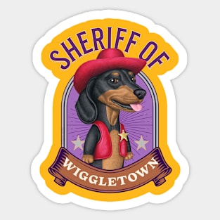 Sheriff of Wiggletown Dog Illustration T-Shirt, Cute Dog Lover Gift, Animal Art Tee, Fun Western Style Shirt, Unique Graphic Tee Sticker